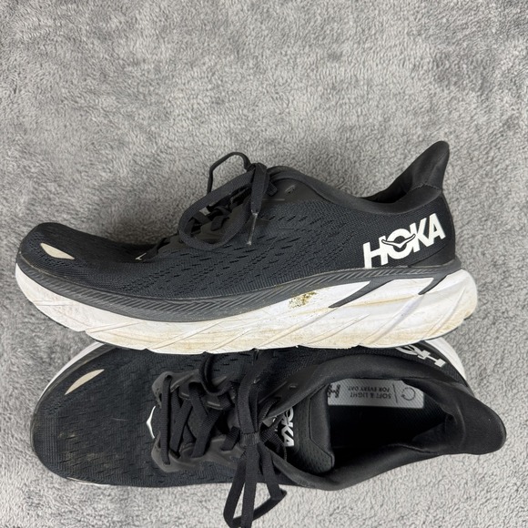 Hoka One One Clifton 8 Shoes Womens Size 9.5B Black Running Sneakers Athletic - Picture 7 of 11